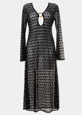 Long Sleeved Knitted Beachwear w/ Ring Detail