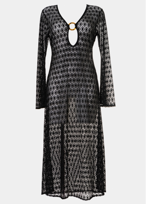 Long Sleeved Knitted Beachwear w/ Ring Detail