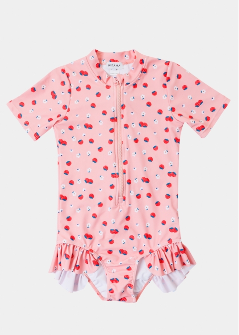 Girls One-Piece Swimsuit w/ Strawberries Print