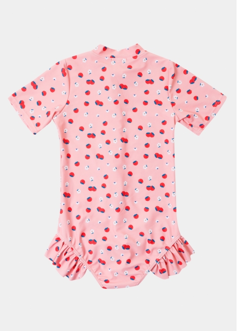 Girls One-Piece Swimsuit w/ Strawberries Print