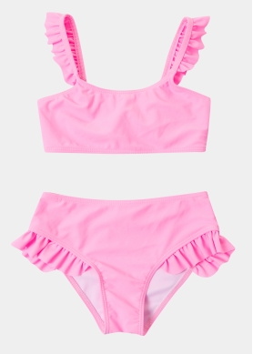 Girls Bikini Swimwear w/ Ruffles - Pink