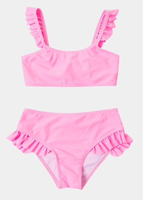Girls Bikini Swimwear w/ Ruffles - Pink