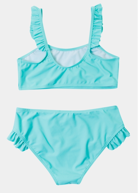 Girls Bikini Swimwear w/ Ruffles - Green 