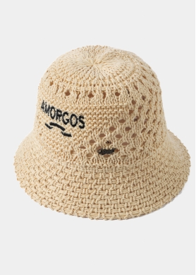 Beige "Amorgos" Knitted Bucket Hat 