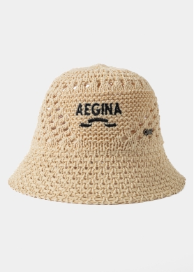 Beige "Aegina" Knitted Bucket Hat 