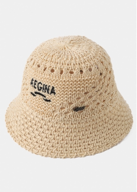 Beige "Aegina" Knitted Bucket Hat 