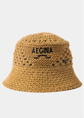 Brown "Aegina" Knitted Bucket Hat 