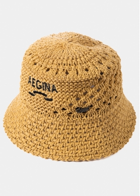 Brown "Aegina" Knitted Bucket Hat 