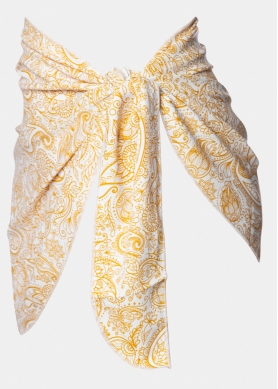 Yellow Dacron Mini Pareo w/ Paisley Pattern