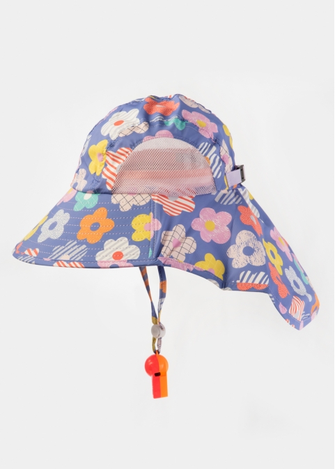 Purple Kids Bucket Hat w/ Neck Protector 