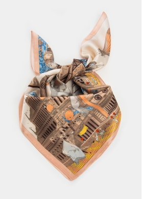 Castle Print Silk Scarf