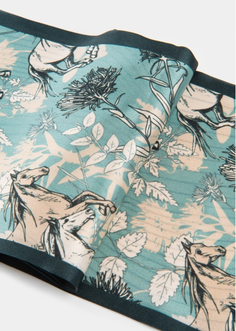 Horses Print Silk Scarf