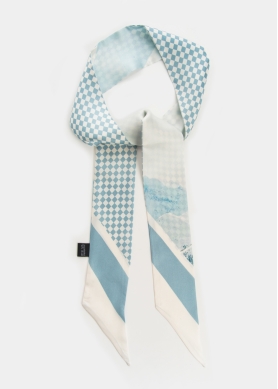 Checkered Print Silk Scarf