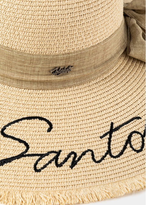 Beige "Santorini" Straw Hat w/ Beige Ribbon