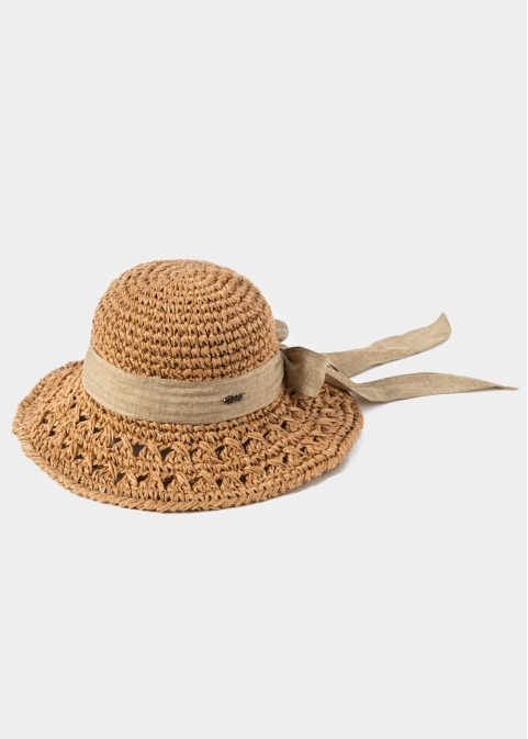 Brown Straw Hat w/ Brown Ribbon
