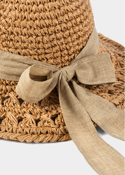 Brown Straw Hat w/ Brown Ribbon