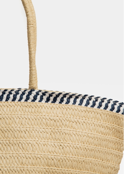 Cotton & Paper Straw Beach Bag 