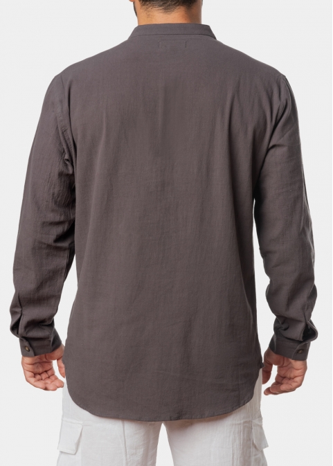 Grey mandarin shirt w/ long sleeve