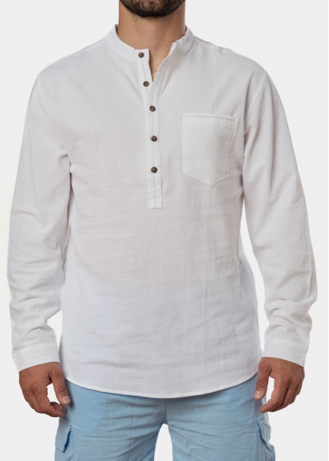 White mandarin shirt w/ long sleeve