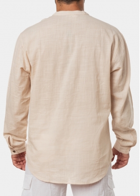Beige mandarin shirt w/ long sleeve