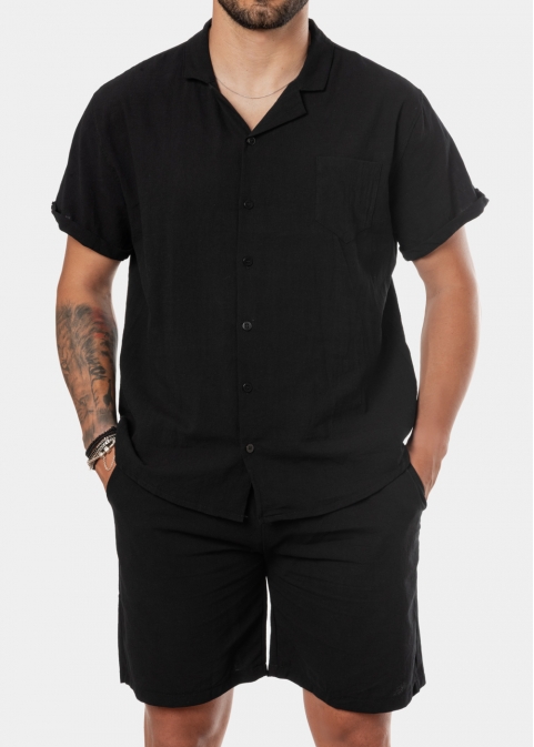 Black cotton set (shirt & shorts)