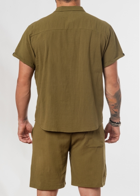 Khaki cotton set (shirt & shorts)