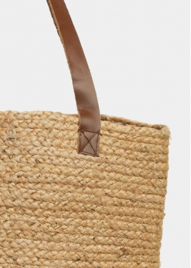 Jute Beach Bag w/ Leatherette Handles