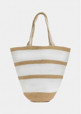 Jute & Cotton Striped Beach Bag 