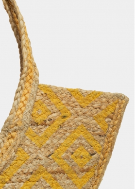 Big Jute Beach Bag w/ Yellow Design