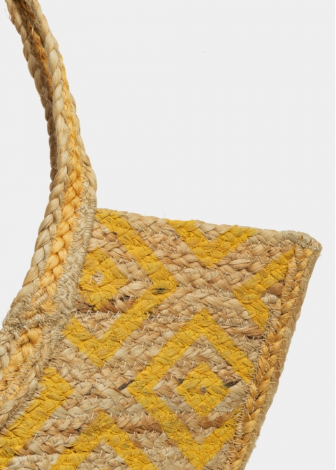 Jute Beach Bag w/ Yellow Design