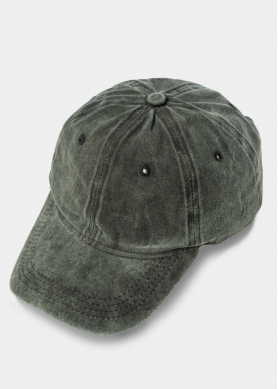 Washed Cotton Twill Cap - Black