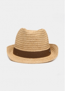 Raffia Fedora with Brown Detail