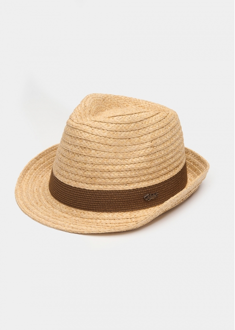 Raffia Fedora with Brown Detail