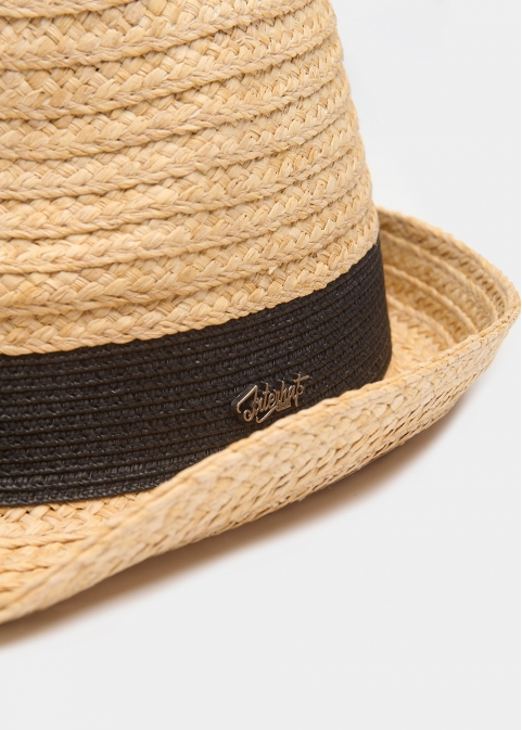 Raffia Fedora with Black Detail