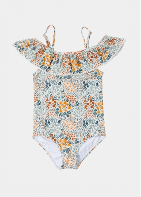 Girls One Piece Swimwear w/ Flower Print