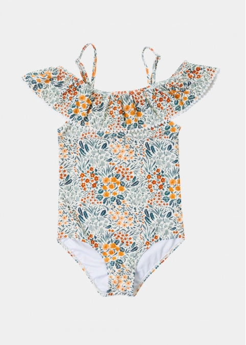 Girls One Piece Swimwear w/ Flower Print