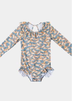 Girls One-Piece Swimsuit w/ Unicorns Print