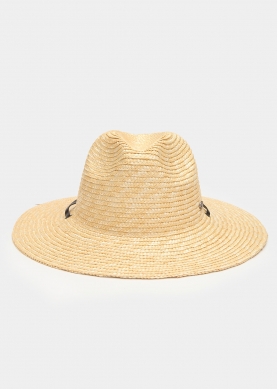 Wheat Straw Panama w/ Neck Tie Brown Leather Strap