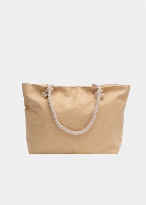 Beige beach bag with bronze sequins