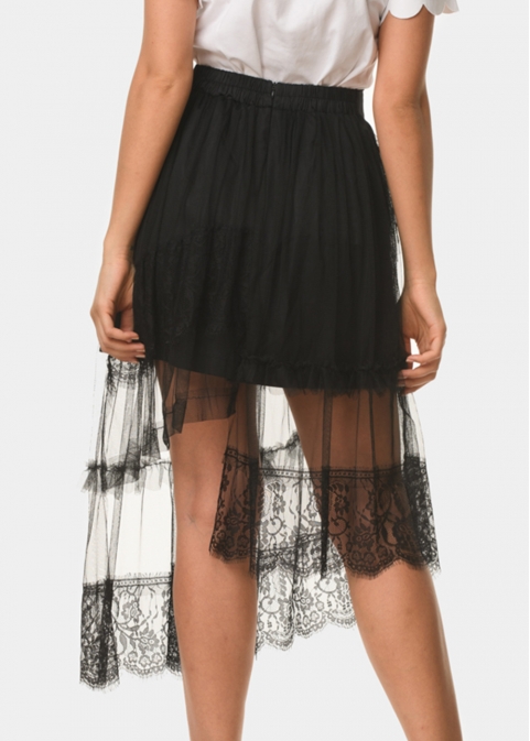 black laced see-through skirt