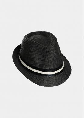 Black fedora with leather strap 