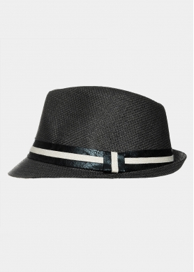 Black fedora with leather strap 