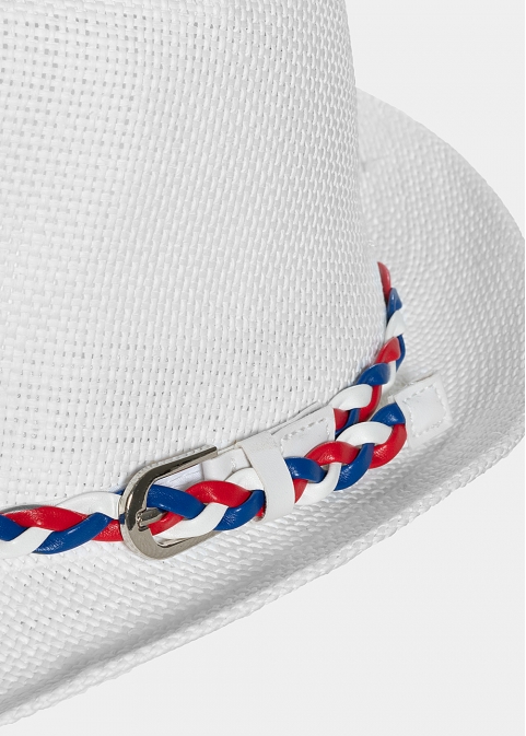 White fedora with 3 colour rib