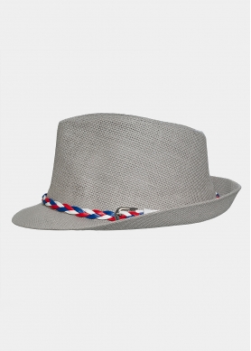 Grey fedora with 3 colour rib