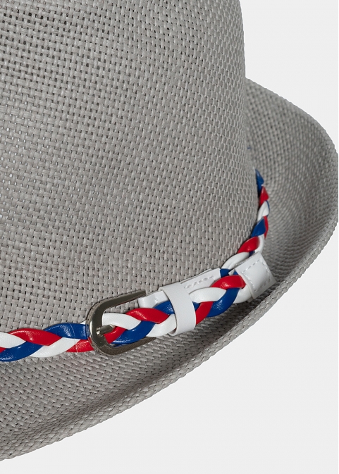 Grey fedora with 3 colour rib