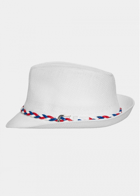 White fedora with 3 colour rib