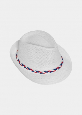 White fedora with 3 colour rib