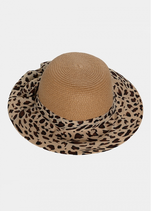 Brown leopard hat with bow