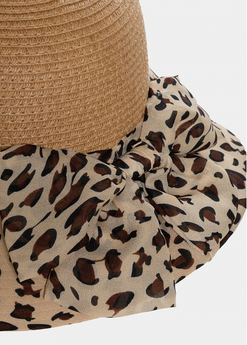 Brown leopard hat with bow