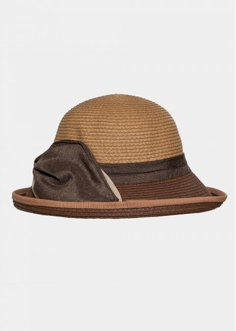 Brown hat with olive bow